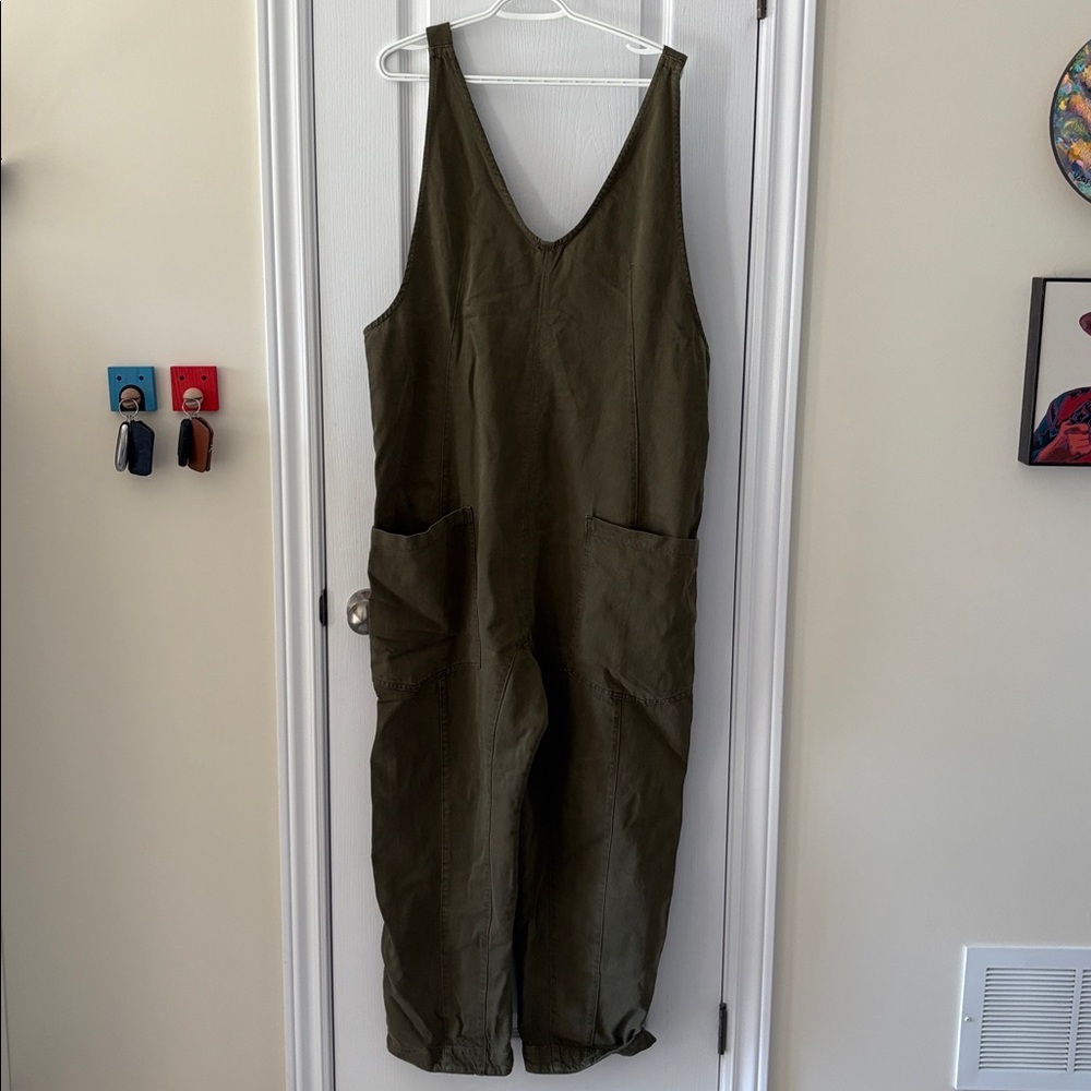 Free People We The Free Highroller Jumpsuit - Olive Canvas BN